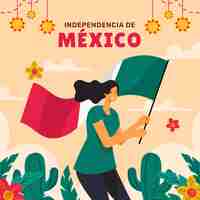 Бесплатное векторное изображение Плоская иллюстрация для празднования дня независимости мексики