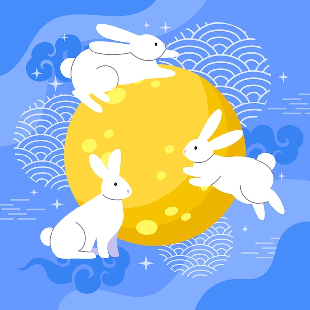 Бесплатное векторное изображение Плоская иллюстрация для празднования фестиваля середины осени