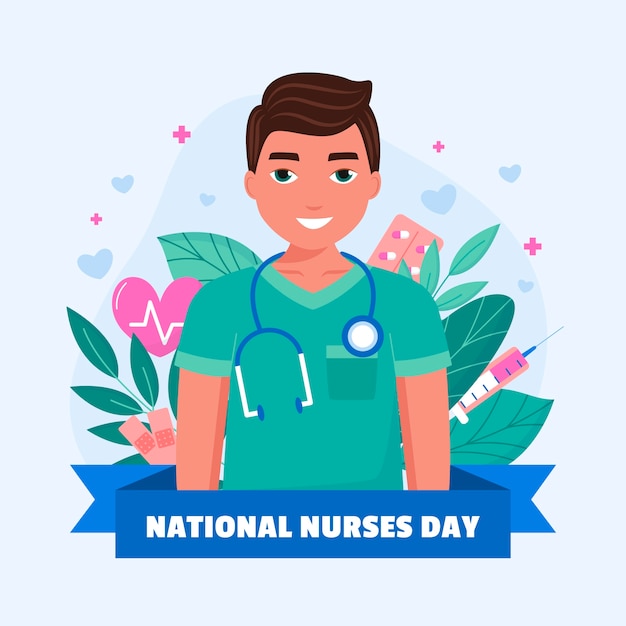 Бесплатное векторное изображение Плоская иллюстрация для национального празднования недели медсестер
