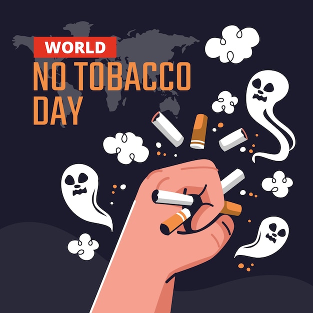 Бесплатное векторное изображение Плоская иллюстрация для информирования о дне без табака