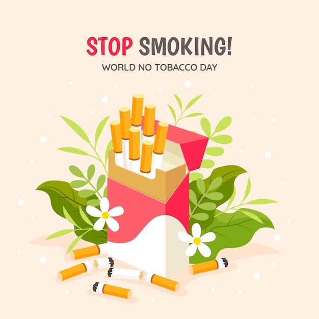 무료 벡터 담배의 날 인식을 위한 평면 그림