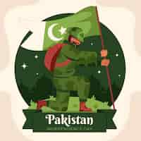無料ベクター パキスタン独立記念日のお祝いのためのフラットの図