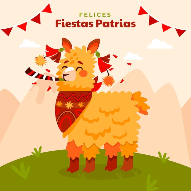 무료 벡터 페루 fiestas patrias 행사에 대한 평면 그림