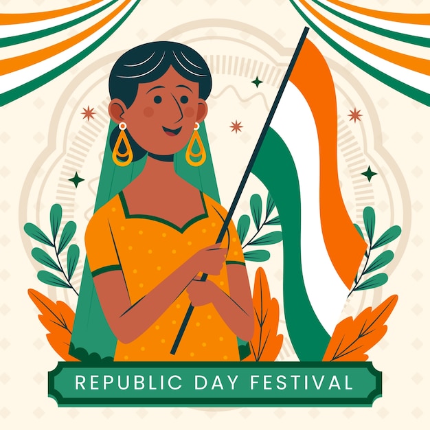 Бесплатное векторное изображение Плоская иллюстрация к празднованию дня республики