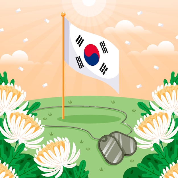 無料ベクター 韓国の記念日のお祝いの平らなイラスト