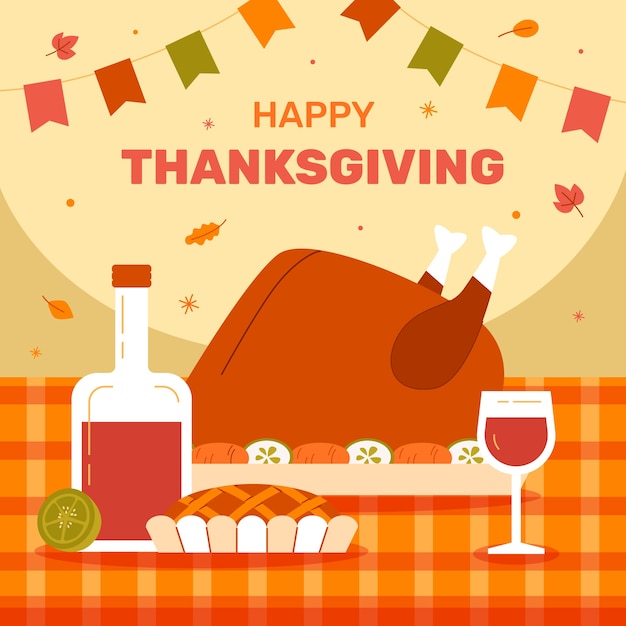 Бесплатное векторное изображение Плоская иллюстрация к празднованию дня благодарения
