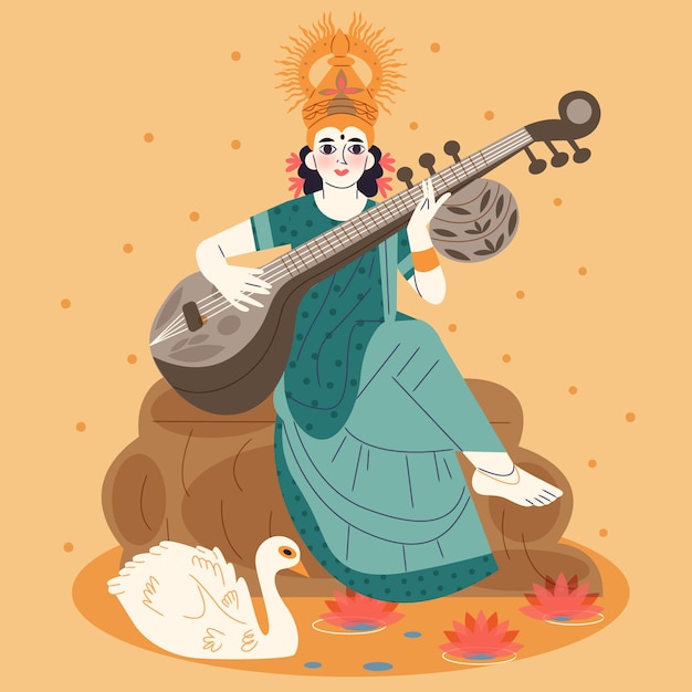 무료 벡터 vasant panchami 축제에 대한 평면 그림