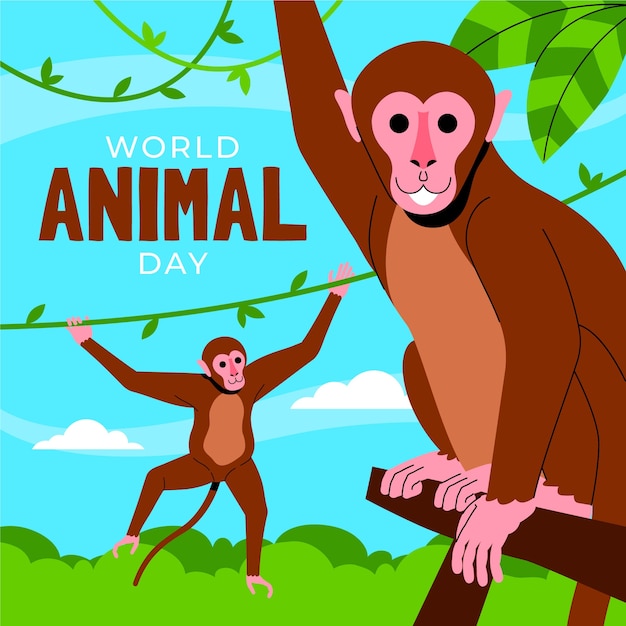 Плоская иллюстрация для празднования всемирного дня животных