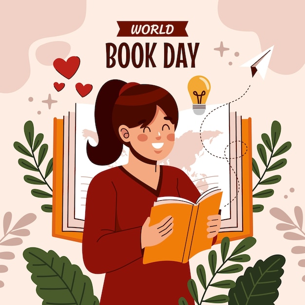 Бесплатное векторное изображение Плоская иллюстрация к празднованию всемирного дня книги