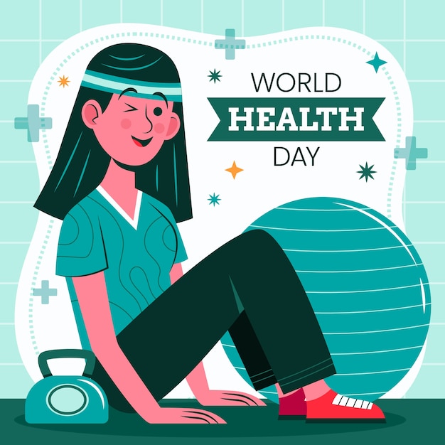 Бесплатное векторное изображение Плоская иллюстрация к празднованию всемирного дня здоровья