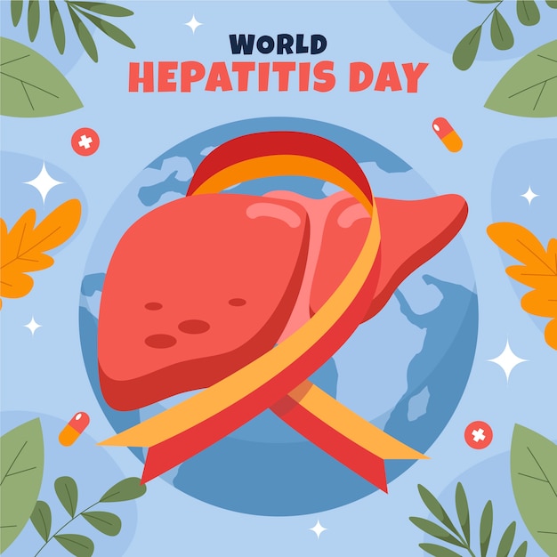 Бесплатное векторное изображение Плоская иллюстрация ко всемирному дню борьбы с гепатитом