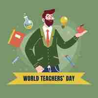 無料ベクター 世界教師の日のお祝いのためのフラットイラスト