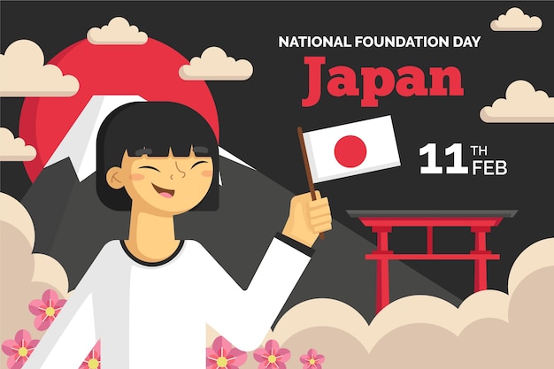 Free vector flat illustration foundation day japan