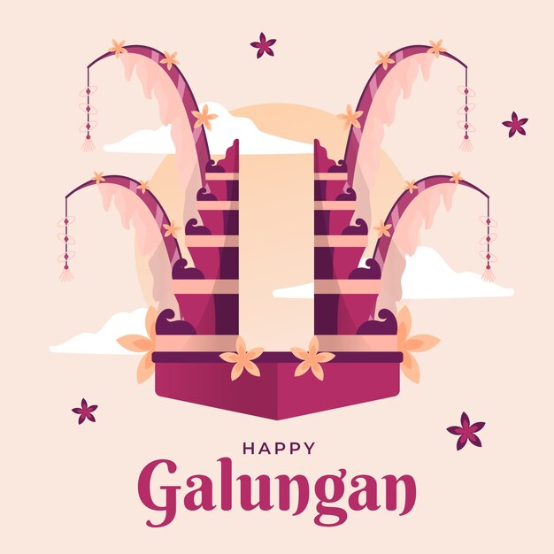 Flat illustration for galungan celebration