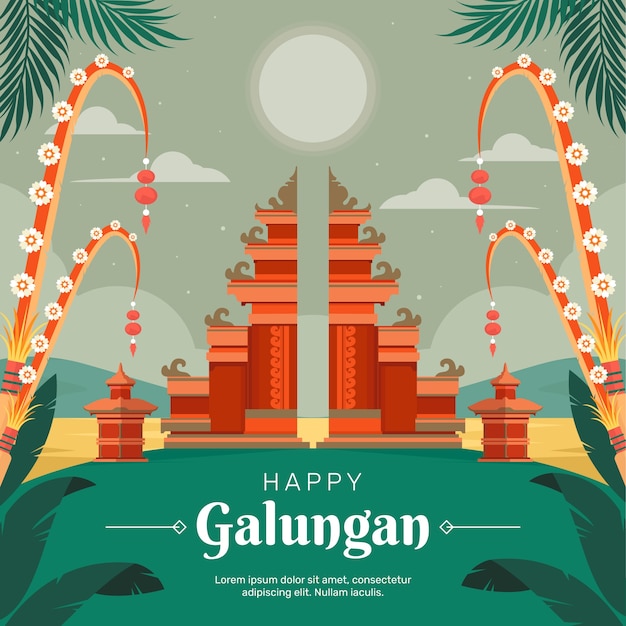 Flat illustration for galungan