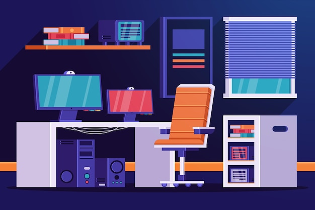 Flat illustration gamer room