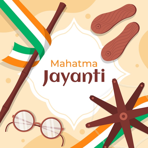 Illustrazione piatta per la celebrazione di gandhi jayanti