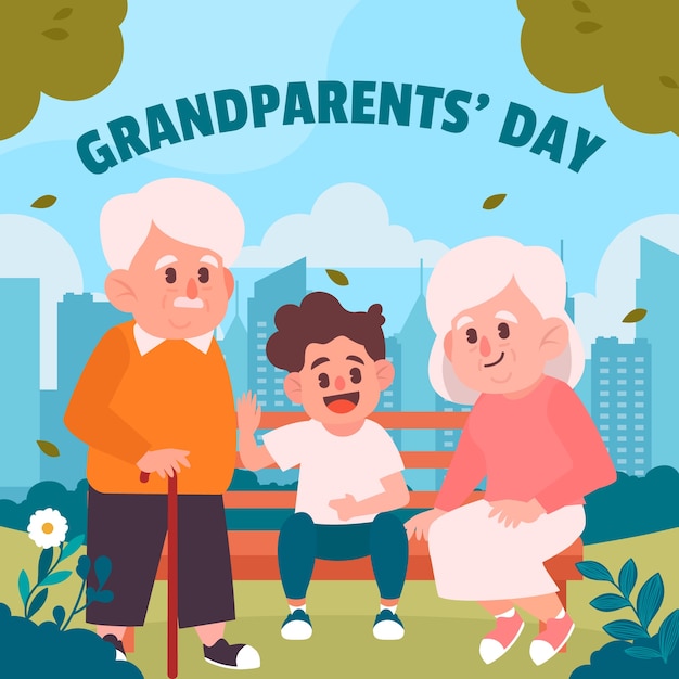 Flat illustration for grandparents day celebration