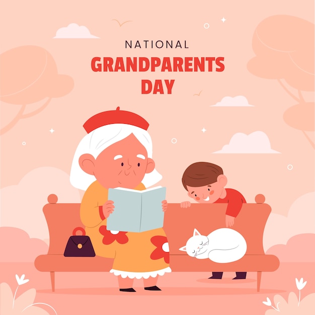 Free vector flat illustration for grandparents day celebration