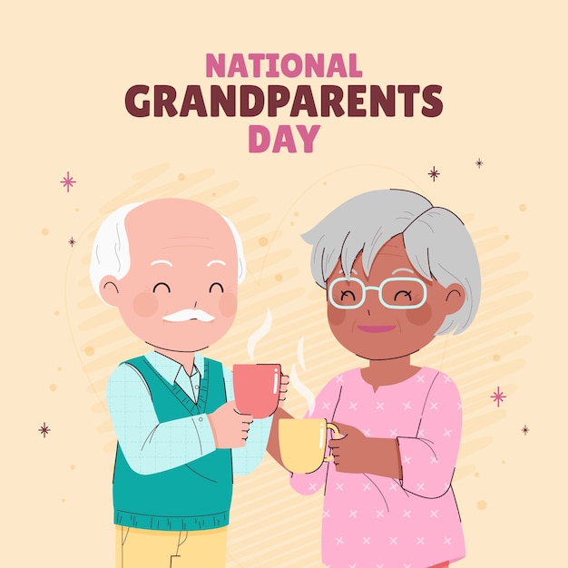 Illustrazione piatta per la celebrazione del giorno dei nonni