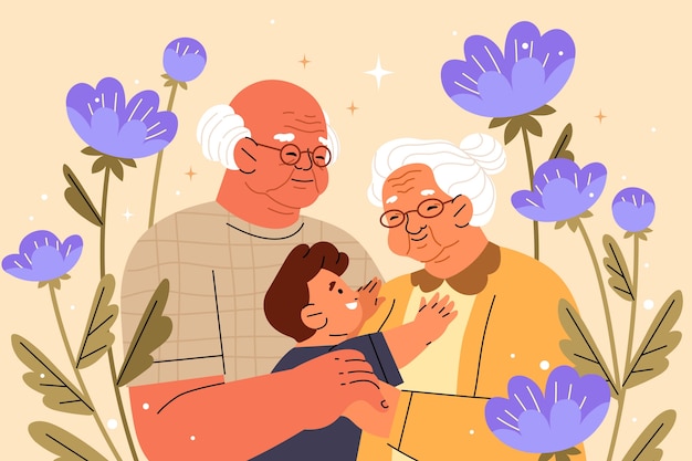 Flat illustration for grandparents day celebration