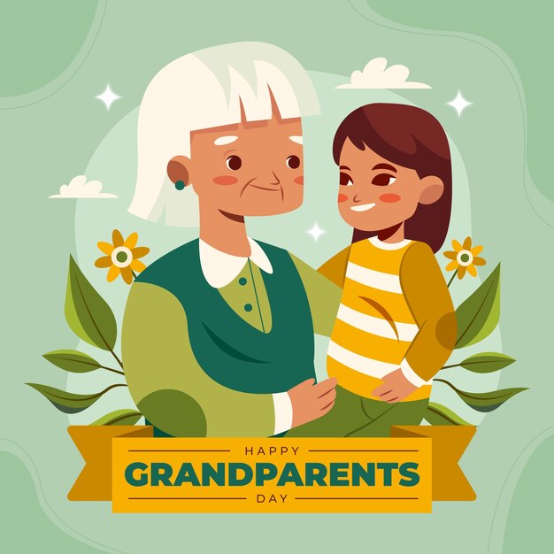 Flat illustration for grandparents day celebration