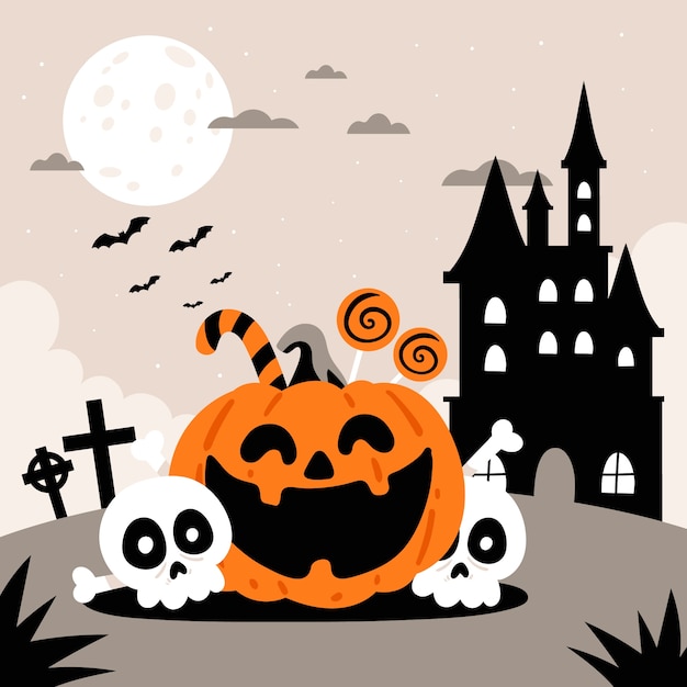 Illustrazione piatta per la stagione di halloween