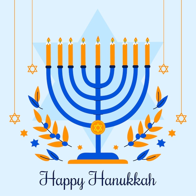 Vettore gratuito illustrazione piatta per la celebrazione di hanukkah