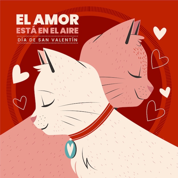 Free vector flat illustration of happy valentine's day in spanish