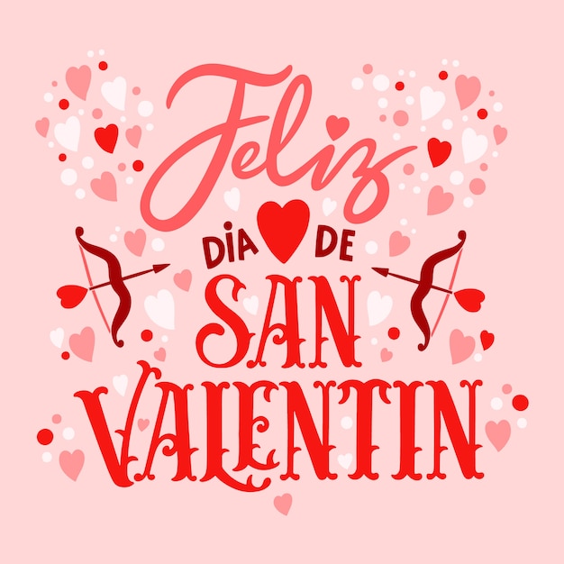 Free vector flat illustration of happy valentine's day in spanish