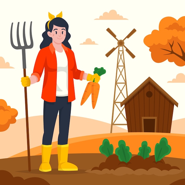 Free vector flat illustration for harvest festival celebration