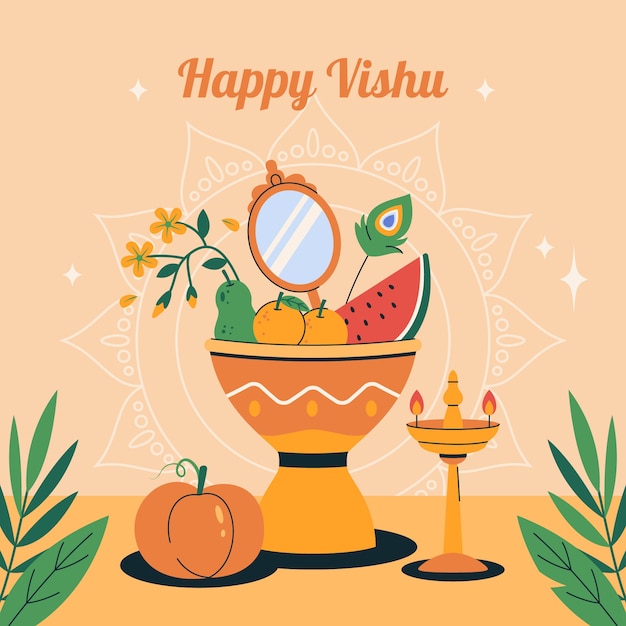 Flat illustration for hindu vishu festival