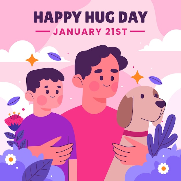 Free vector flat illustration for hug day celebration