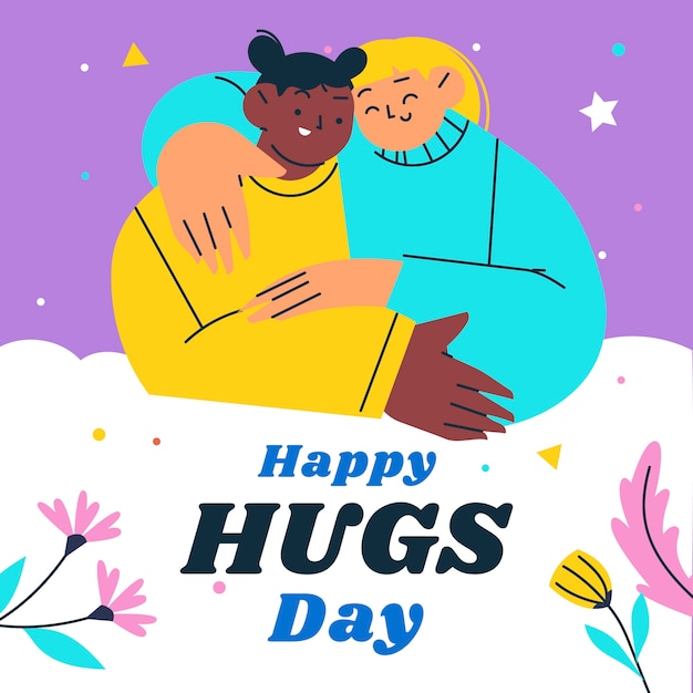 Free vector flat illustration for hug day celebration