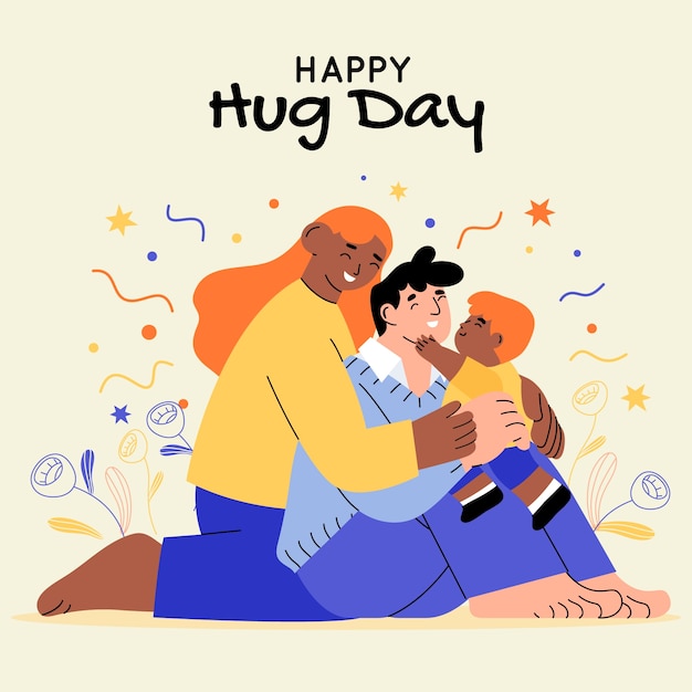 Free vector flat illustration for hug day celebration