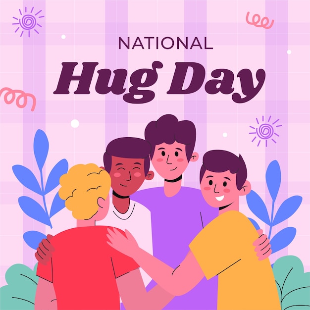 Illustrazione piatta per la celebrazione del giorno dell'abbraccio
