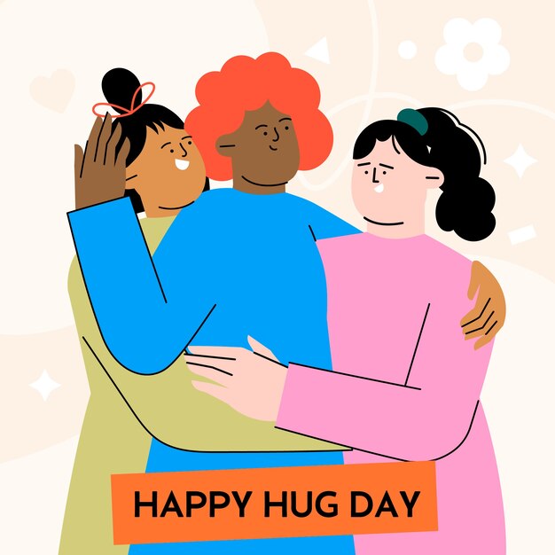 flat illustration for hug day celebration