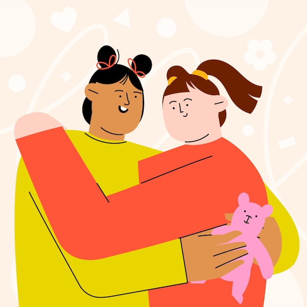 Free vector flat illustration for hug day celebration