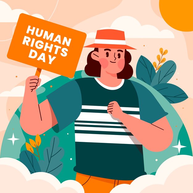 인권의 날 축하를 위한 평면 그림