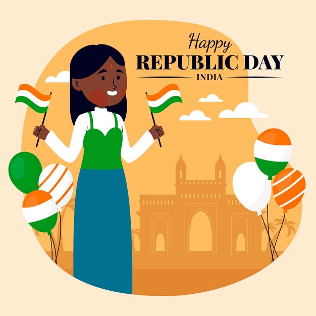 Flat illustration for india republic day celebration