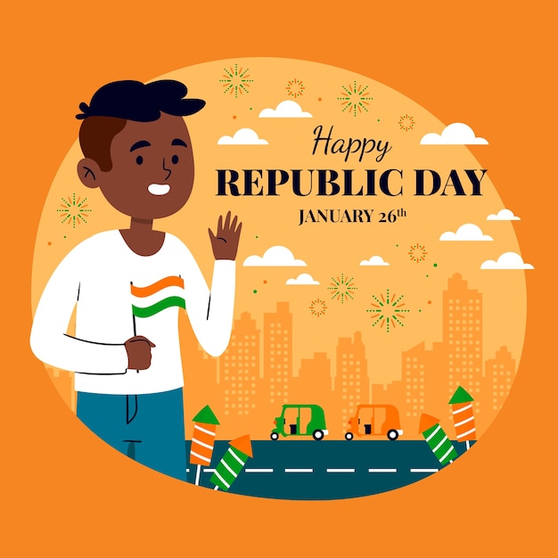 Flat illustration for india republic day celebration