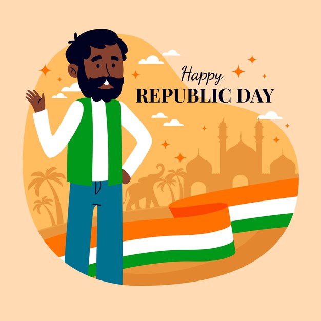 Flat illustration for india republic day celebration