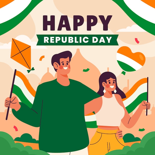 Free vector flat illustration for indian republic day holiday