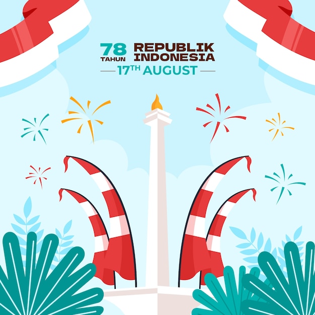 Free vector flat illustration for indonesia independence day celebration