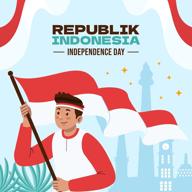 Flat illustration for indonesia independence day celebration