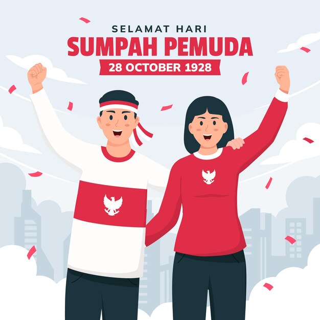 Flat illustration for indonesian sumpah pemuda