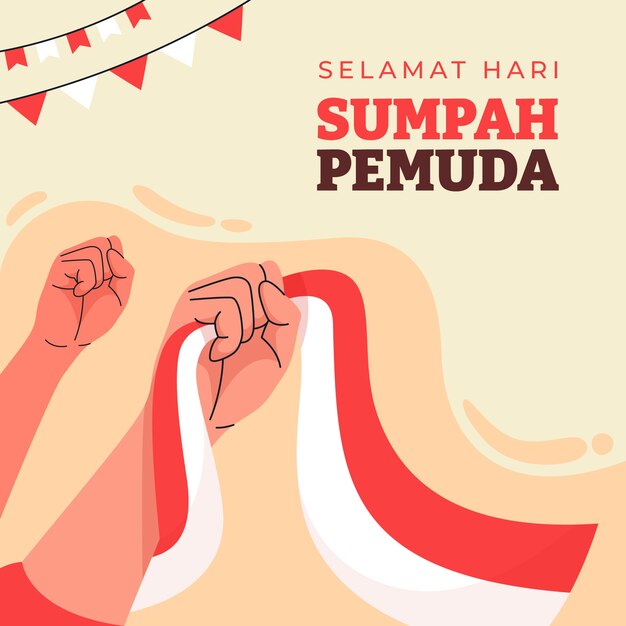 Illustrazione piatta per sumpah pemuda indonesiano
