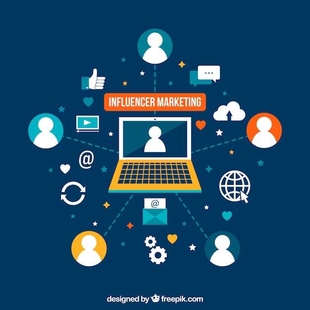 Flat illustration influencer marketing