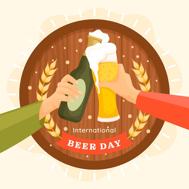 Flat illustration for international beer day celebration