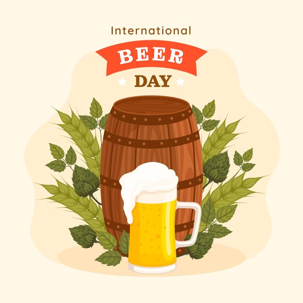 Free vector flat illustration for international beer day celebration